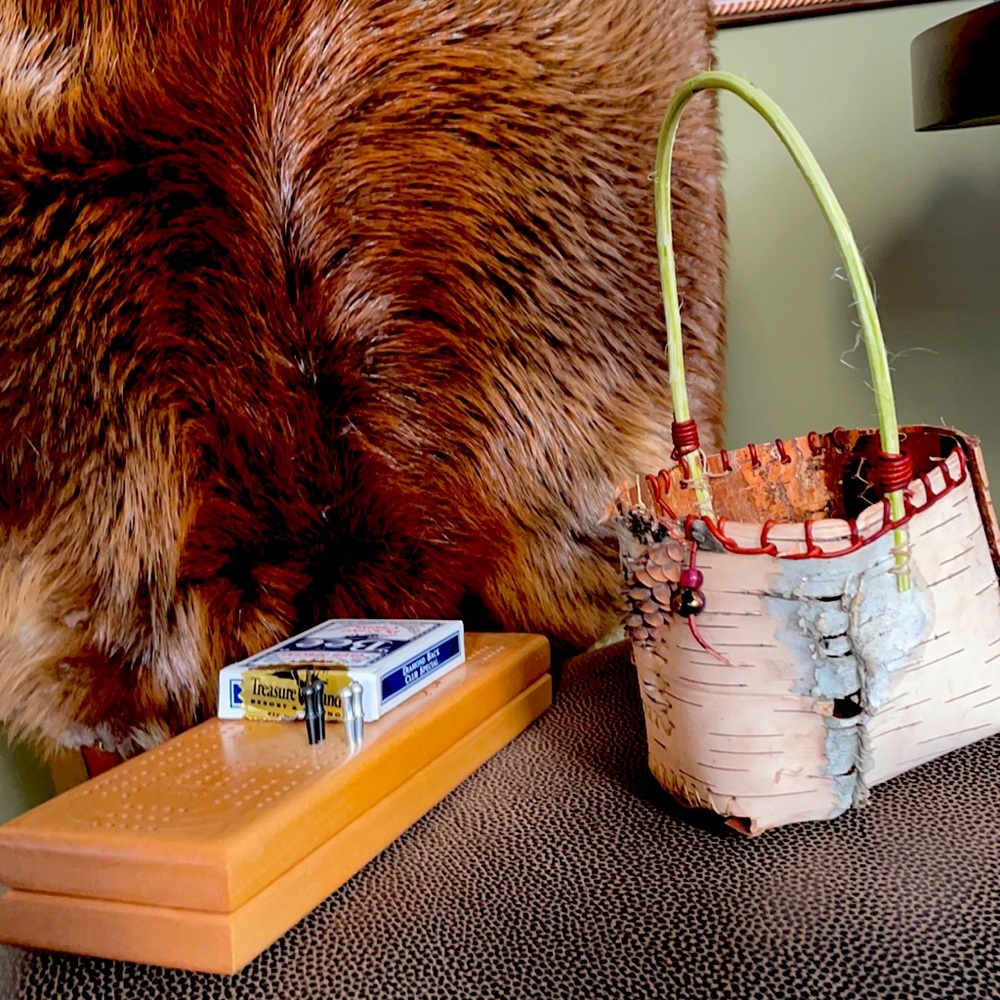 Handmade birch bark basket